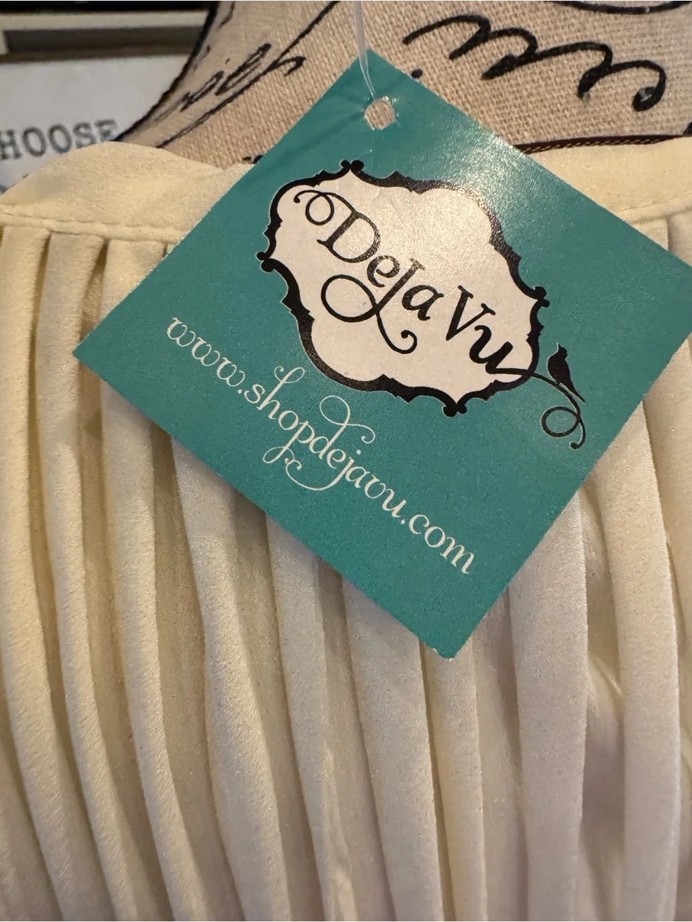 Cream Ivory Fringe Overlay Shift Dress Sleeveless Tassel Macrame Wedding NWT MED - Picture 5 of 8